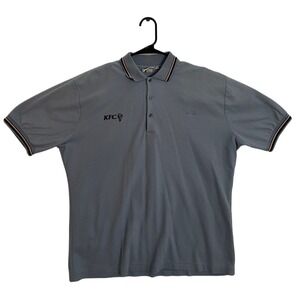 Vintage Crest KFC Light Blue Polo Shirt Striped Ribbing Made USA L Mens
